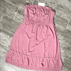 Pink Ruffled Strapless Dress